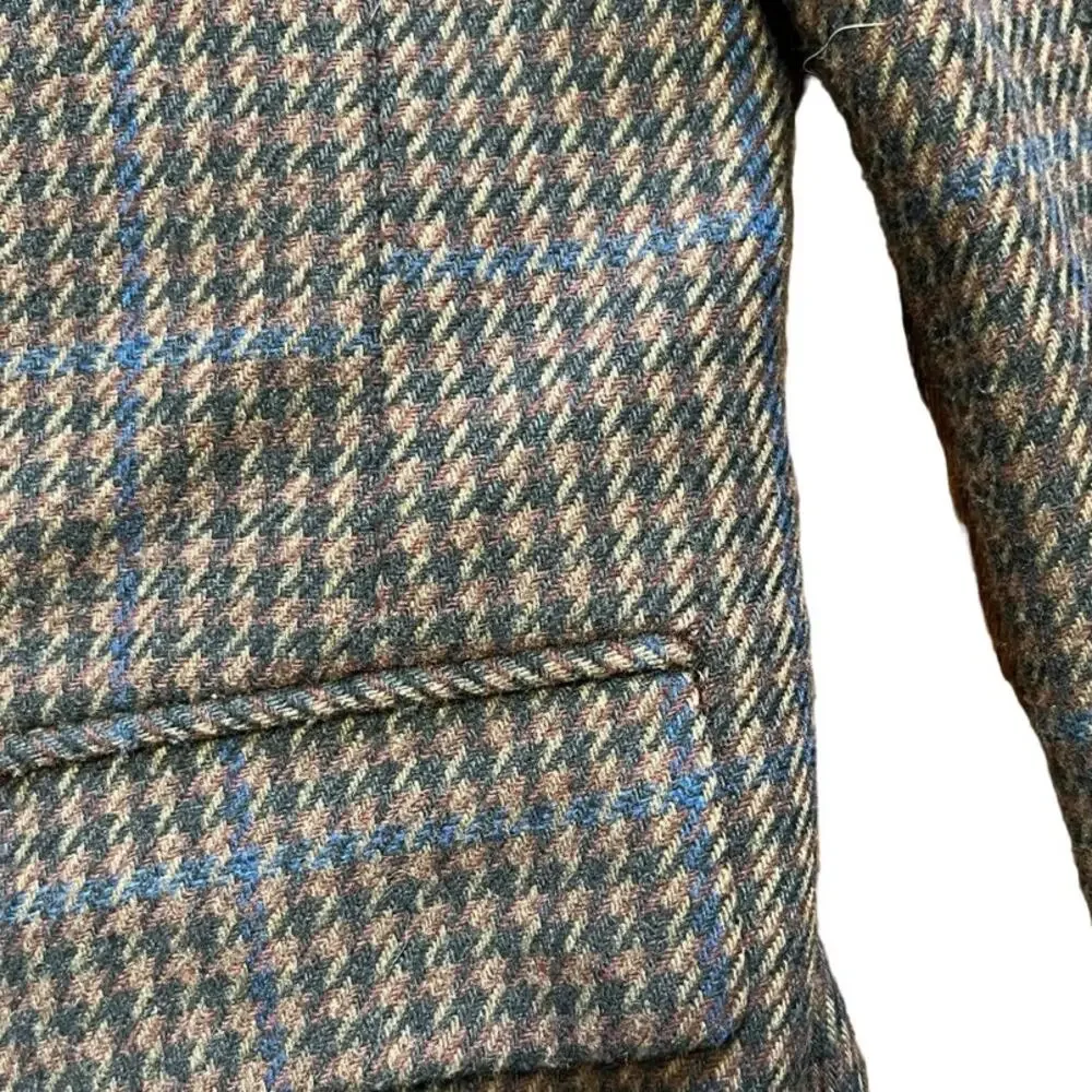 VTG KILMAINE Gun Club Plaid Wool Sport Coat Jacket in Brown & Navy MEN'S 44